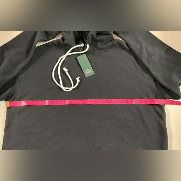 Black Hoodie Cropped Sweatshirt Hooded Sweater Top - Picture 4 of 7